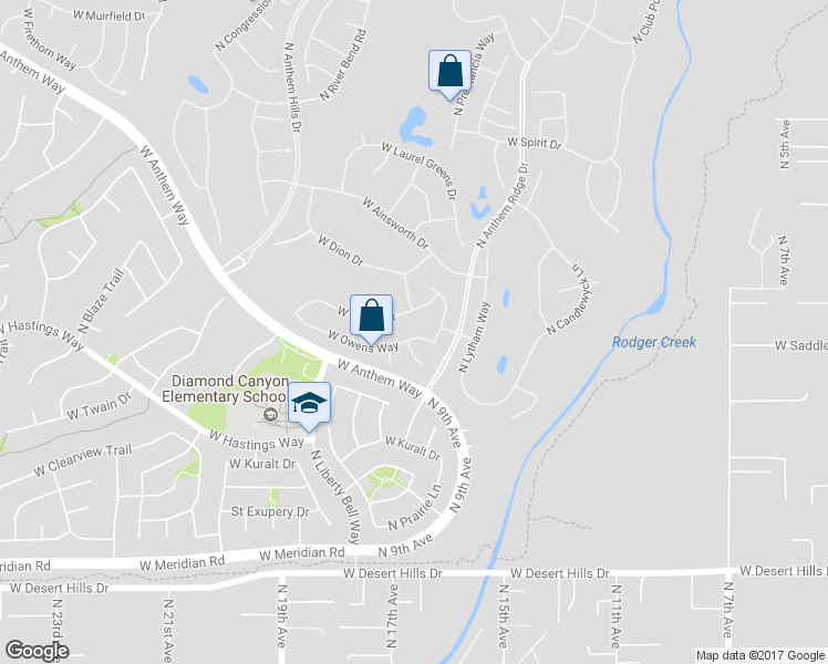 map of restaurants, bars, coffee shops, grocery stores, and more near 1640 West Owens Way in New River