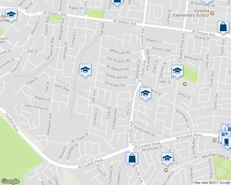 map of restaurants, bars, coffee shops, grocery stores, and more near 2812 Vía Mazatlan in Corona