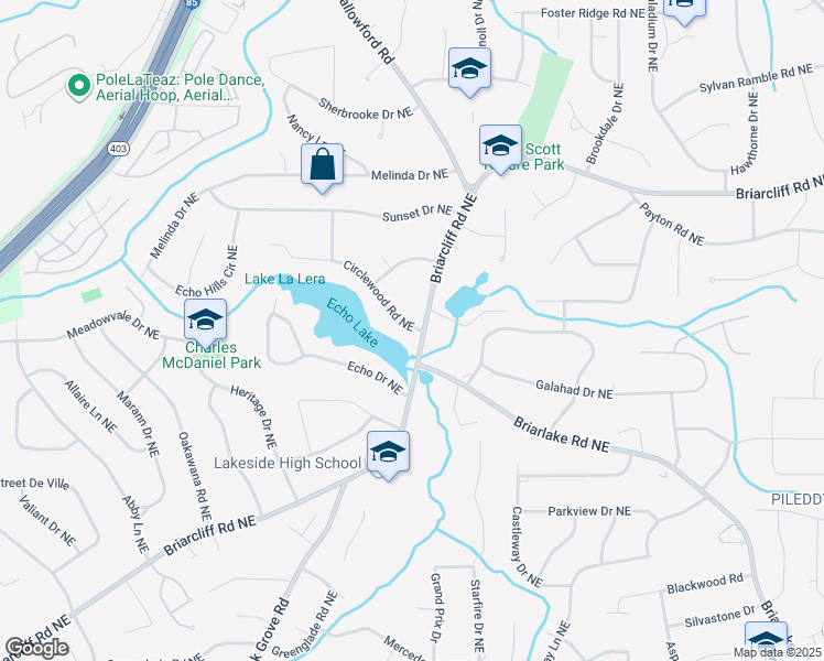 map of restaurants, bars, coffee shops, grocery stores, and more near 3954 Briarcliff Road Northeast in Atlanta
