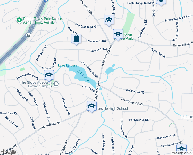 map of restaurants, bars, coffee shops, grocery stores, and more near 3954 Briarcliff Road Northeast in Atlanta