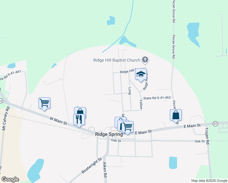 map of restaurants, bars, coffee shops, grocery stores, and more near 113 Quattlebaum Avenue in Ridge Spring