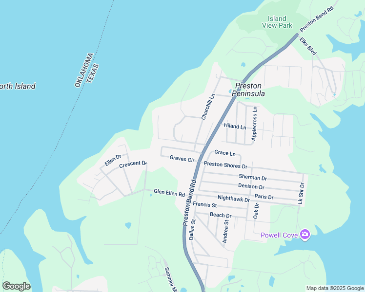 map of restaurants, bars, coffee shops, grocery stores, and more near 124 Graves Circle in Pottsboro