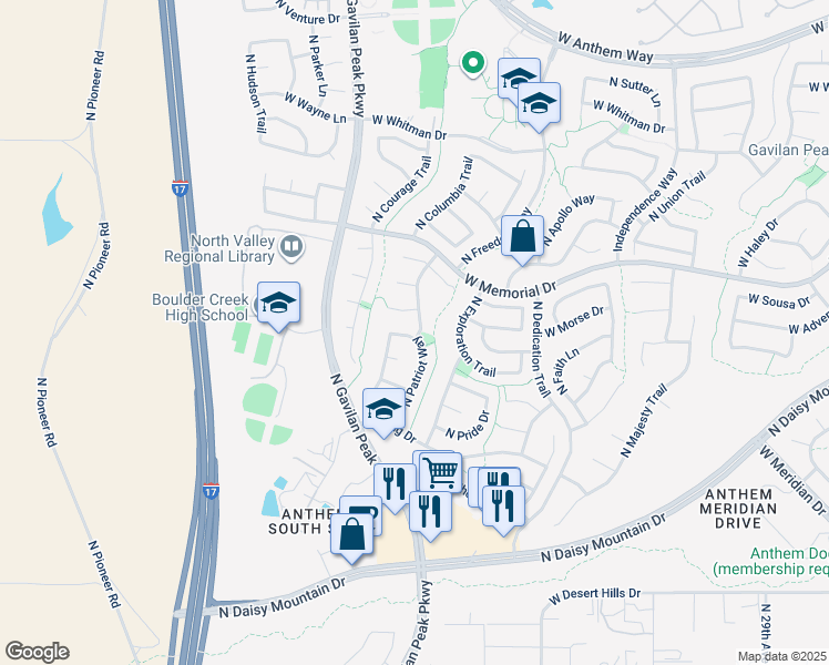 map of restaurants, bars, coffee shops, grocery stores, and more near 40306 North National Trail in New River