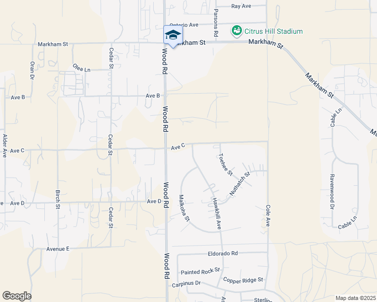map of restaurants, bars, coffee shops, grocery stores, and more near 19055 Avenue C in Perris