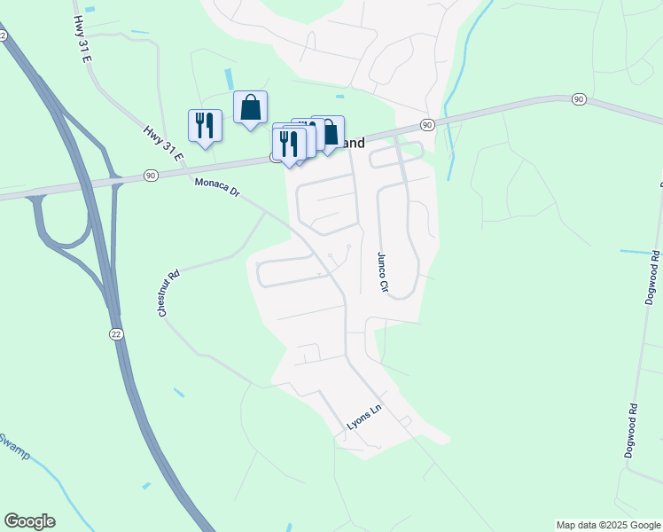 map of restaurants, bars, coffee shops, grocery stores, and more near 401 Lineberry Court in Longs