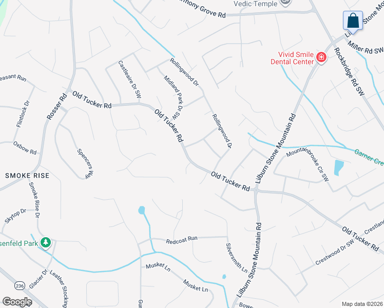map of restaurants, bars, coffee shops, grocery stores, and more near 684 Old Tucker Road in Stone Mountain