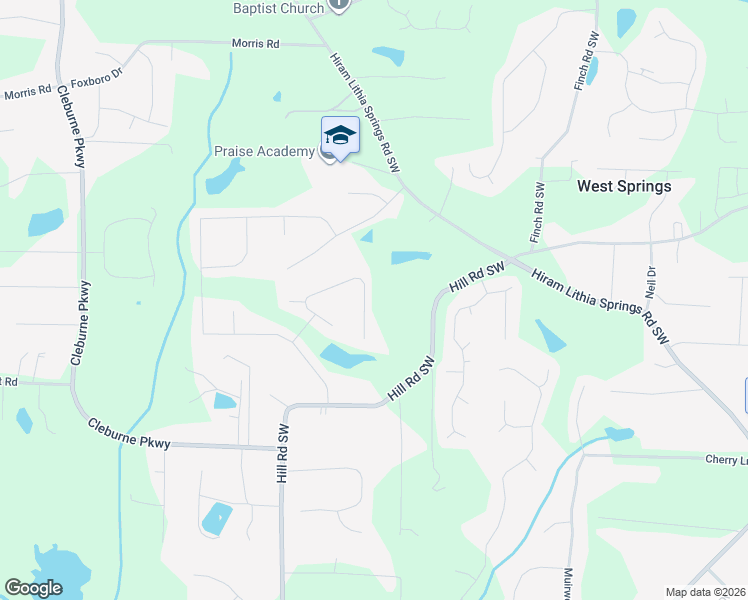 map of restaurants, bars, coffee shops, grocery stores, and more near 5418 Stirrup Way in Powder Springs