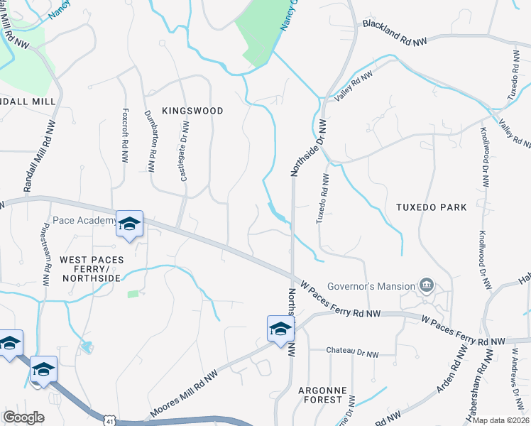 map of restaurants, bars, coffee shops, grocery stores, and more near 854 West Paces Ferry Road Northwest in Atlanta