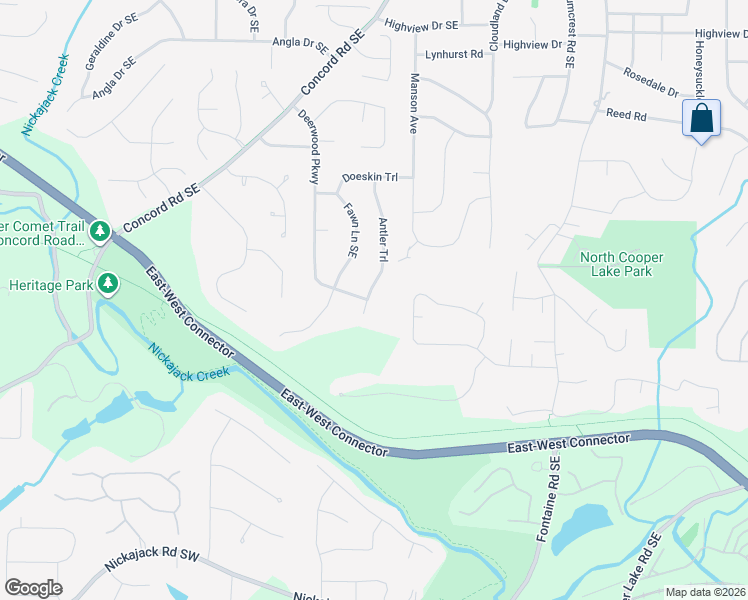 map of restaurants, bars, coffee shops, grocery stores, and more near 4265 Antler Trail in Smyrna