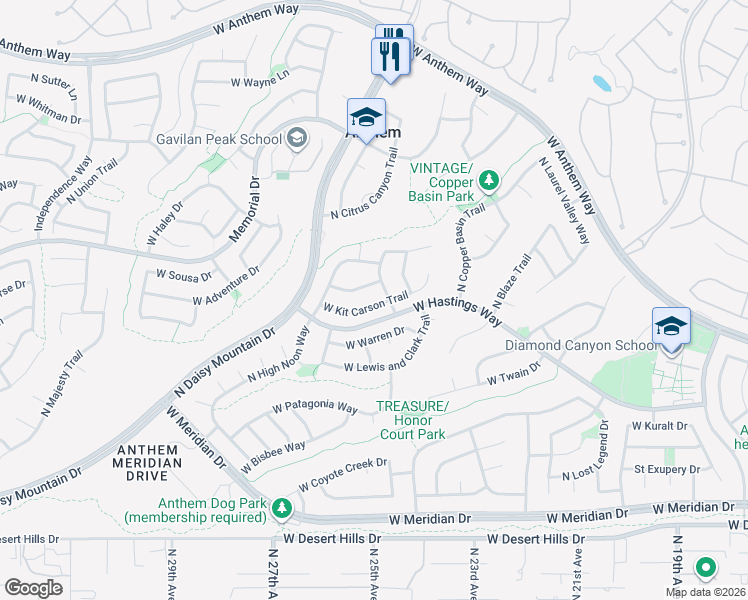 map of restaurants, bars, coffee shops, grocery stores, and more near 2516 West Kit Carson Trail in New River