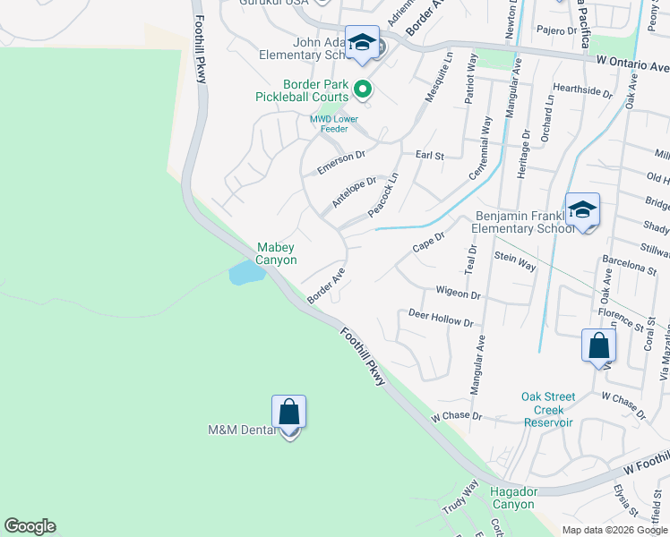 map of restaurants, bars, coffee shops, grocery stores, and more near 2617 Condor Circle in Corona