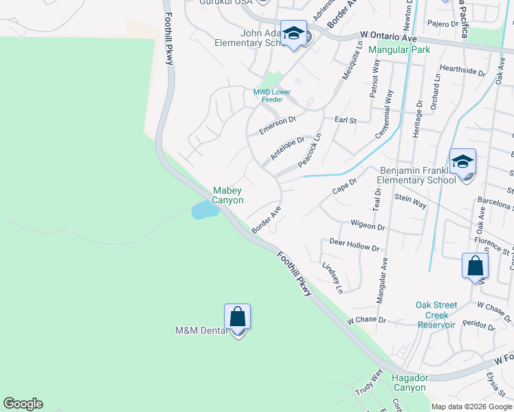 map of restaurants, bars, coffee shops, grocery stores, and more near 2648 Condor Circle in Corona