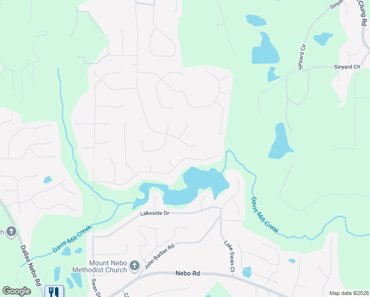 map of restaurants, bars, coffee shops, grocery stores, and more near 1292 Davis Mill Road South in Dallas
