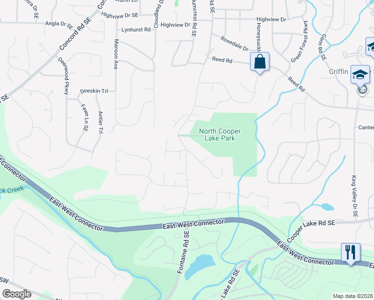 map of restaurants, bars, coffee shops, grocery stores, and more near 4386 Nowlin Drive in Smyrna