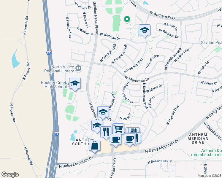 map of restaurants, bars, coffee shops, grocery stores, and more near 40306 North National Trail in New River
