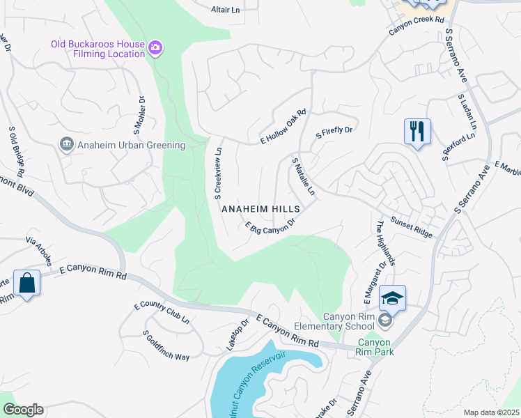 map of restaurants, bars, coffee shops, grocery stores, and more near 937 South Nicole Way in Anaheim