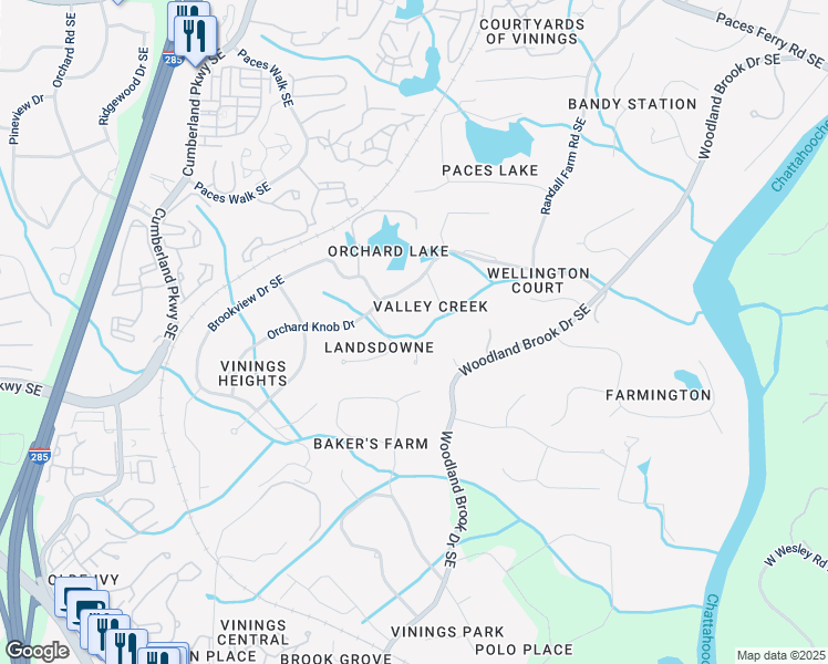 map of restaurants, bars, coffee shops, grocery stores, and more near 2797 Lansdowne Ct SE in Atlanta