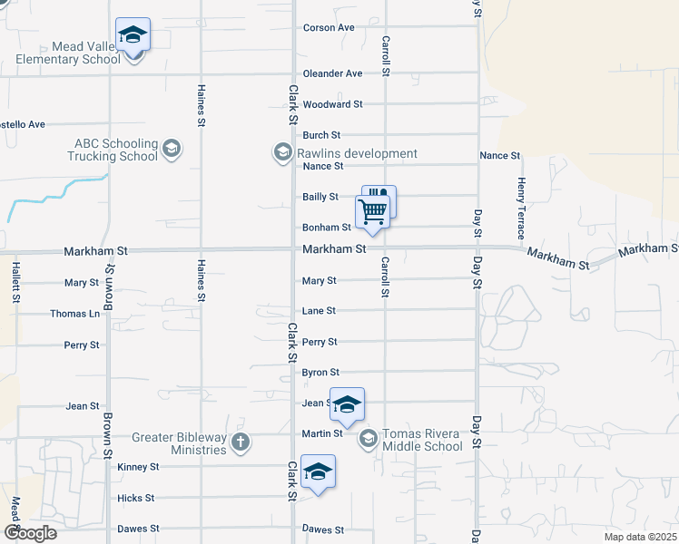 map of restaurants, bars, coffee shops, grocery stores, and more near 21626 Mary Street in Perris