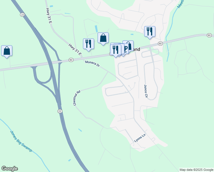 map of restaurants, bars, coffee shops, grocery stores, and more near 133 Shady Arbor Loop in Longs
