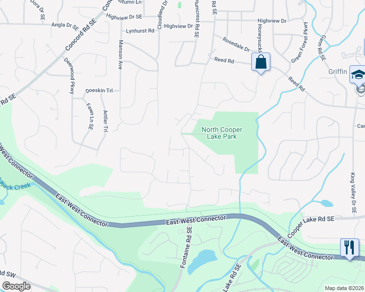 map of restaurants, bars, coffee shops, grocery stores, and more near 479 Parkside Drive in Smyrna