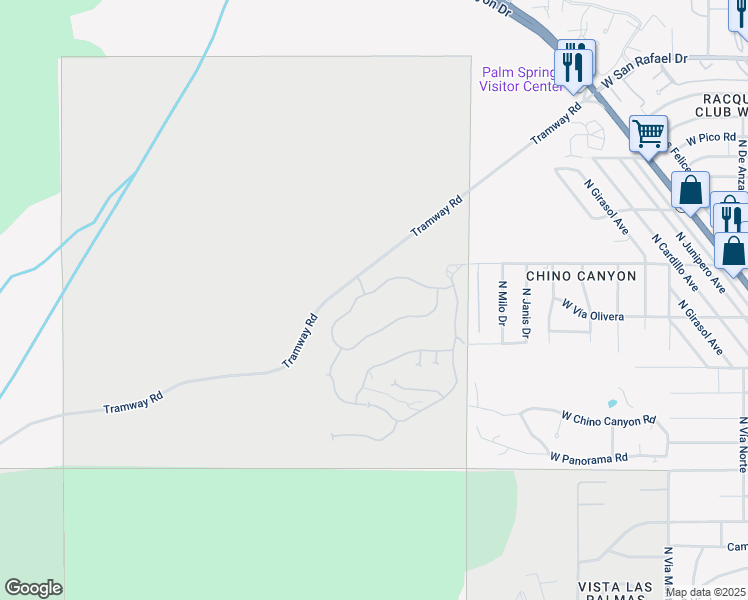 map of restaurants, bars, coffee shops, grocery stores, and more near in Palm Springs