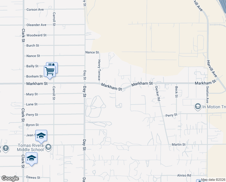 map of restaurants, bars, coffee shops, grocery stores, and more near 18561 Pequena Entrada in Perris