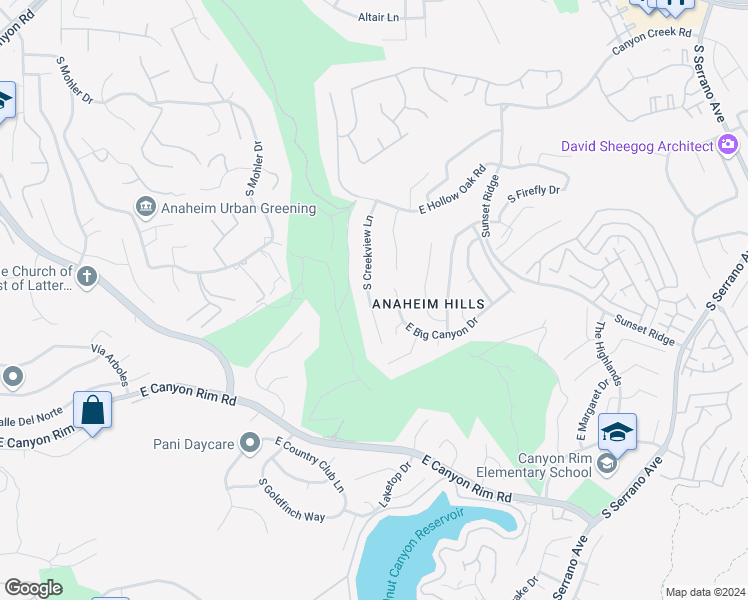 map of restaurants, bars, coffee shops, grocery stores, and more near 7505 Toyon Lane in Anaheim