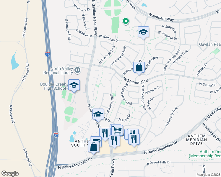 map of restaurants, bars, coffee shops, grocery stores, and more near 40306 North National Trail in New River