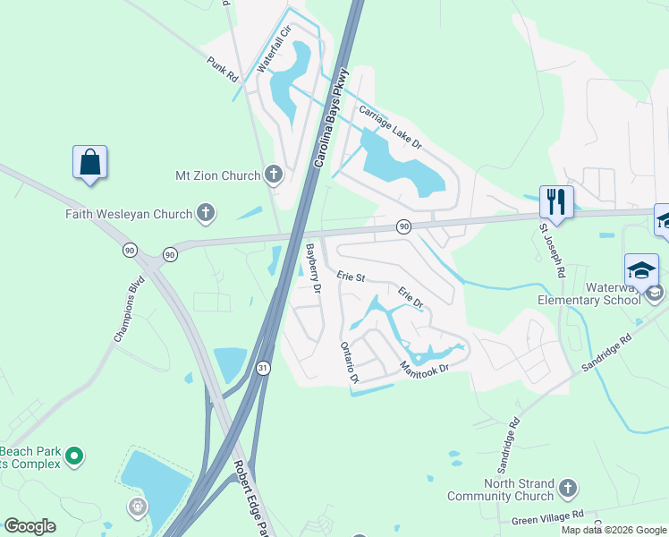 map of restaurants, bars, coffee shops, grocery stores, and more near 4341 Erie Drive in Little River