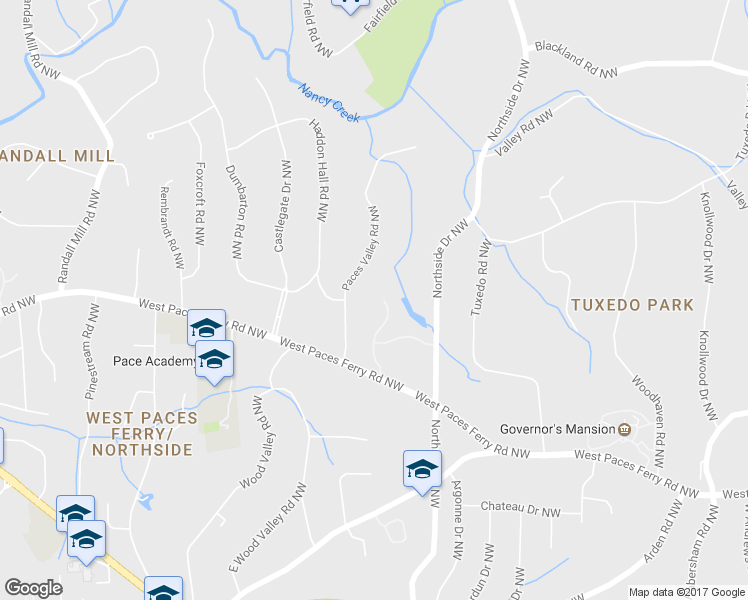 map of restaurants, bars, coffee shops, grocery stores, and more near 675 West Paces Ferry Road Northwest in Atlanta