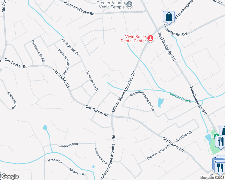 map of restaurants, bars, coffee shops, grocery stores, and more near 772 Lions Trail Southwest in Stone Mountain