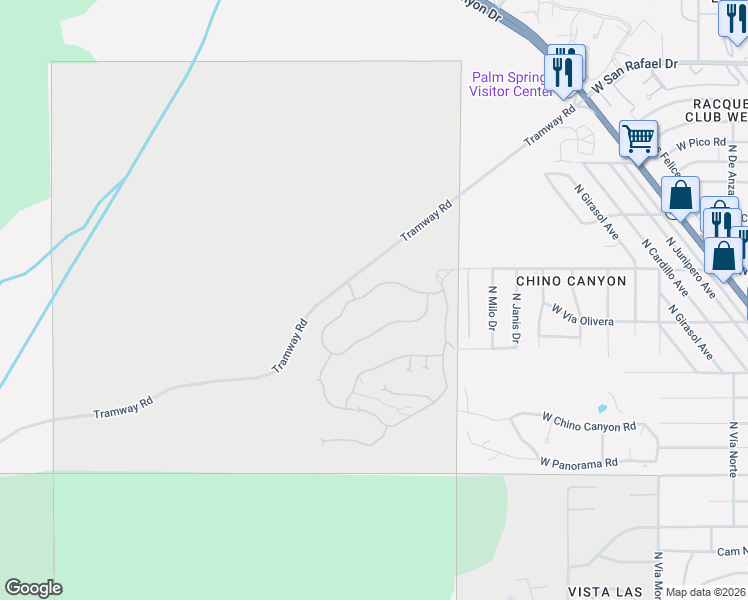 map of restaurants, bars, coffee shops, grocery stores, and more near 2278 City View Drive in Palm Springs