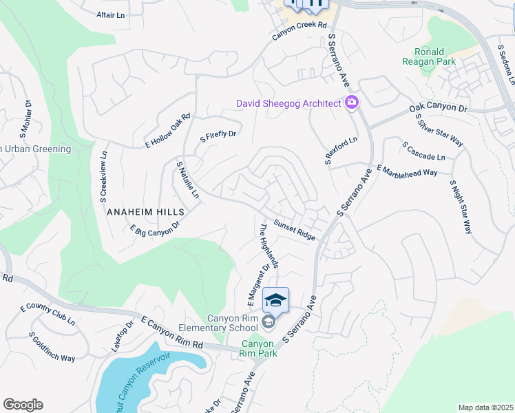 map of restaurants, bars, coffee shops, grocery stores, and more near 1066 South Saint Tropez Avenue in Anaheim