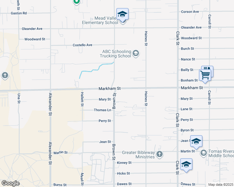 map of restaurants, bars, coffee shops, grocery stores, and more near 18510 Brown Street in Perris