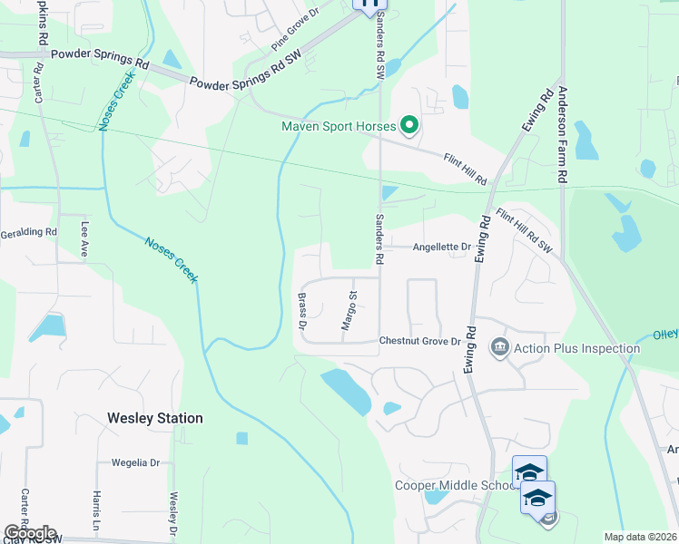 map of restaurants, bars, coffee shops, grocery stores, and more near 3061 Brass Drive in Austell