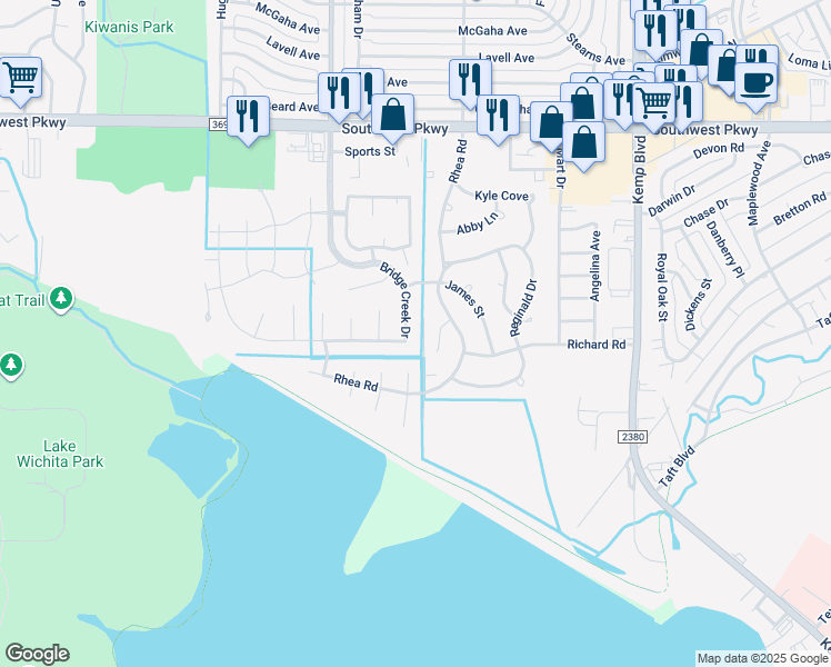 map of restaurants, bars, coffee shops, grocery stores, and more near in Wichita Falls