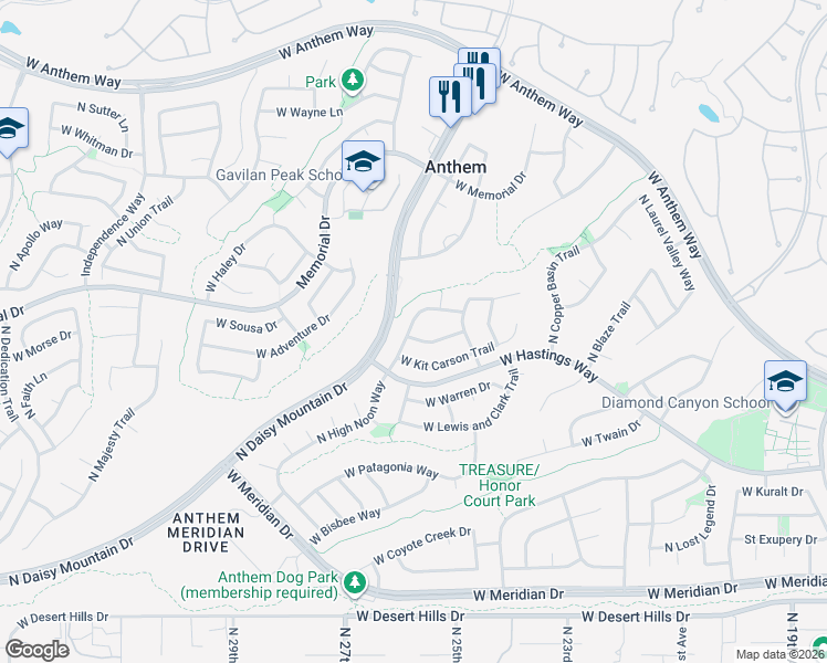 map of restaurants, bars, coffee shops, grocery stores, and more near 2568 West Morse Drive in New River