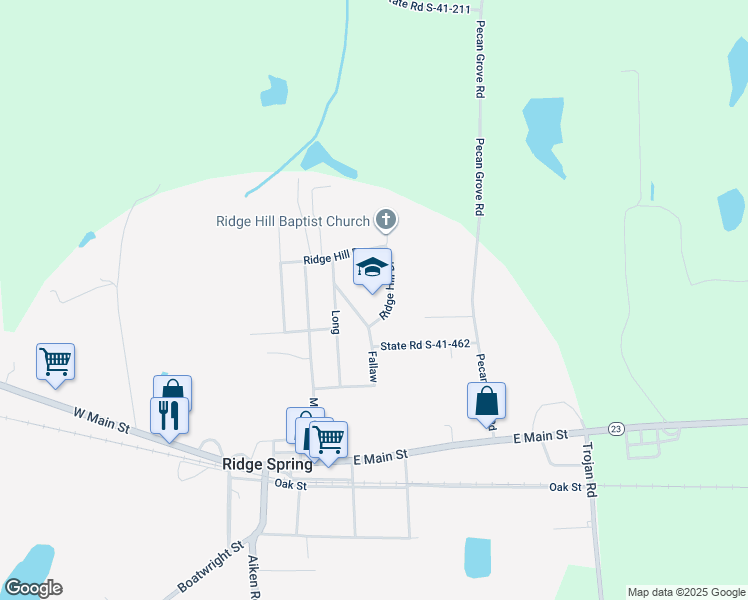 map of restaurants, bars, coffee shops, grocery stores, and more near 422 Hazzard Circle in Ridge Spring