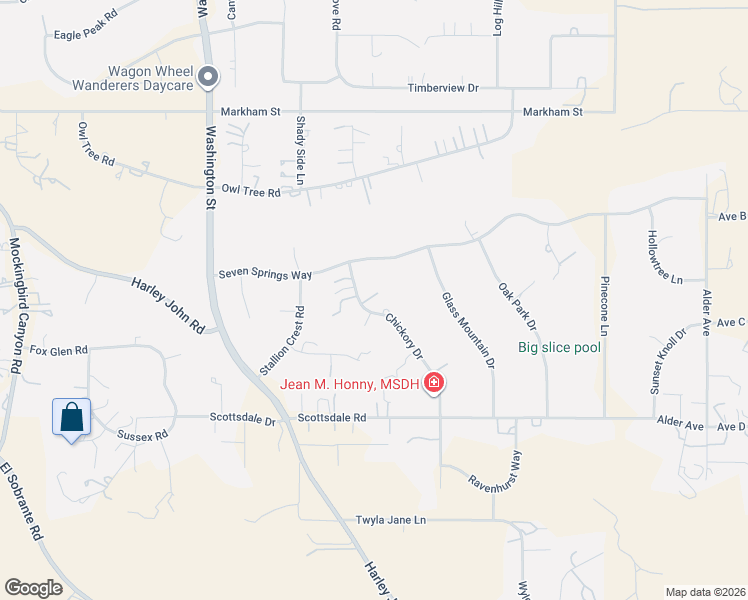 map of restaurants, bars, coffee shops, grocery stores, and more near 17197 Seven Springs Way in Riverside
