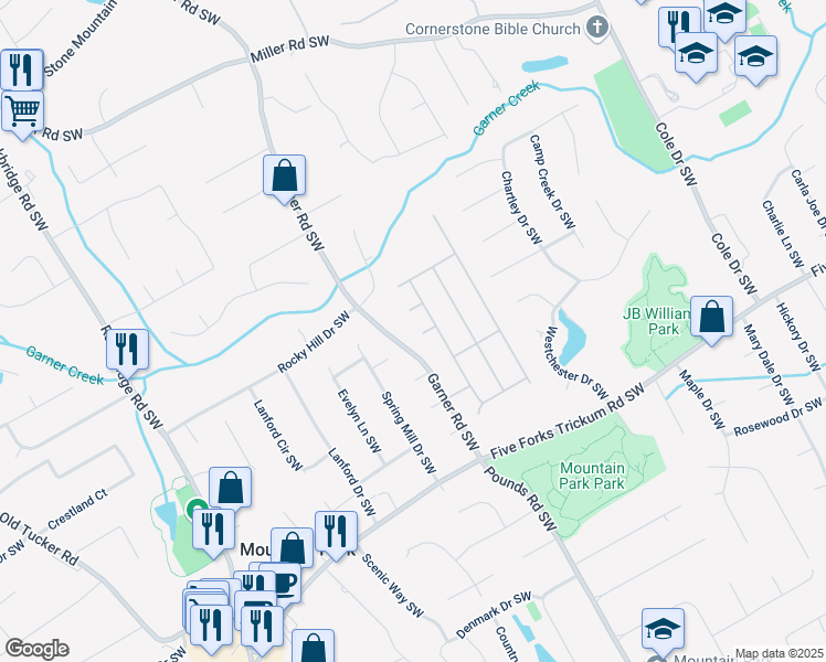 map of restaurants, bars, coffee shops, grocery stores, and more near 5121 Hope Court in Lilburn