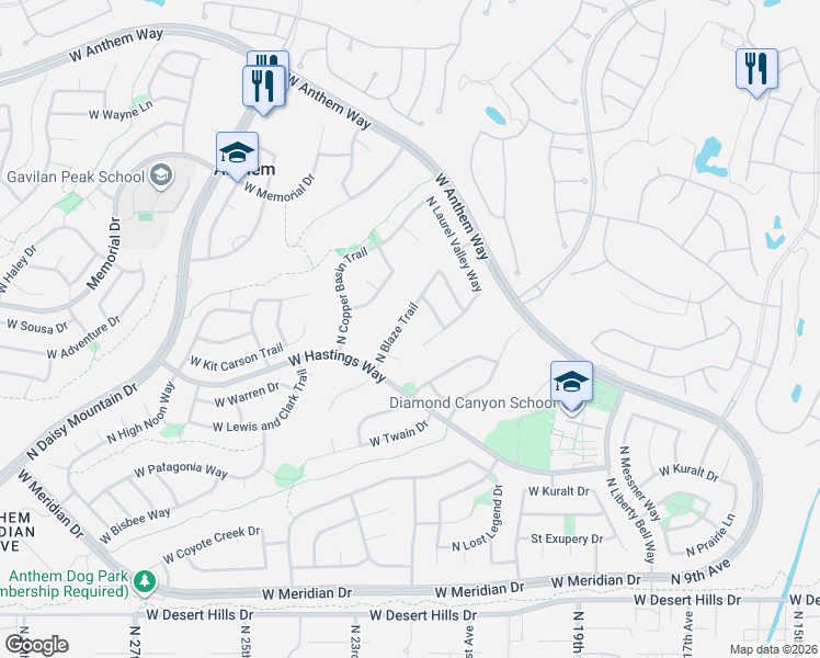 map of restaurants, bars, coffee shops, grocery stores, and more near 40416 North Blaze Trail in New River