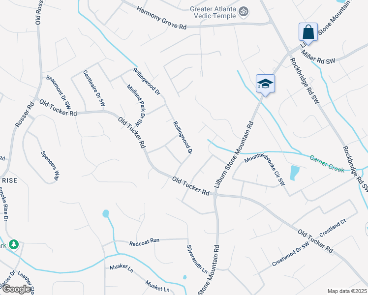 map of restaurants, bars, coffee shops, grocery stores, and more near 699 Rollingwood Drive in Stone Mountain