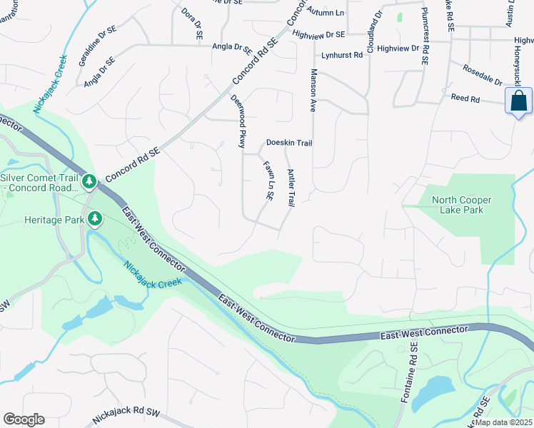 map of restaurants, bars, coffee shops, grocery stores, and more near 4200 Fawn Lane Southeast in Smyrna