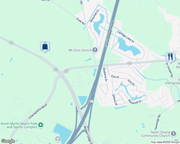 map of restaurants, bars, coffee shops, grocery stores, and more near 112 Carolina Pointe Way in Little River