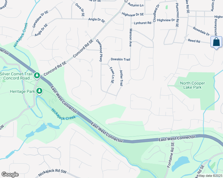map of restaurants, bars, coffee shops, grocery stores, and more near 4200 Fawn Lane Southeast in Smyrna