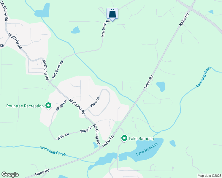 map of restaurants, bars, coffee shops, grocery stores, and more near 281 Kyles Circle in Hiram