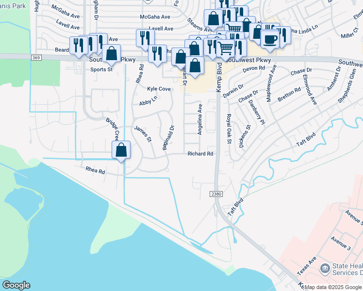 map of restaurants, bars, coffee shops, grocery stores, and more near 4830 K Mart Drive in Wichita Falls