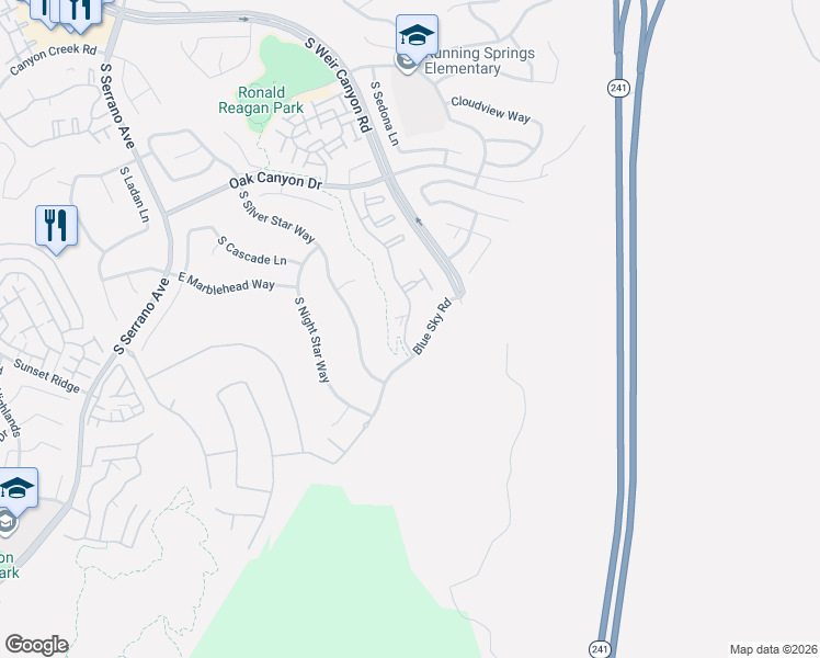 map of restaurants, bars, coffee shops, grocery stores, and more near 1353 South Country Glen Way in Anaheim