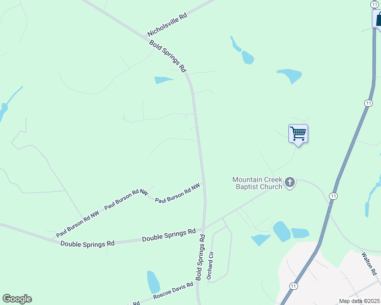 map of restaurants, bars, coffee shops, grocery stores, and more near 2370 Bold Springs Road in Monroe