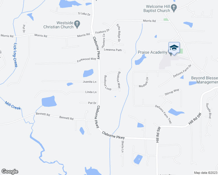 map of restaurants, bars, coffee shops, grocery stores, and more near 261 Bookout Loop in Powder Springs
